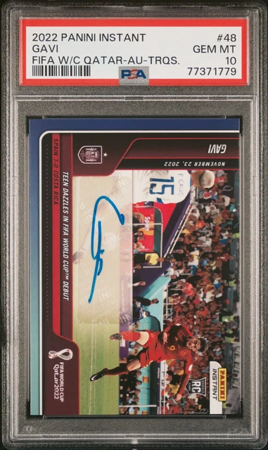 2022 PANINI INSTANT FIFA WC QATAR GAVI only Rookie Auto! /10 RC PSA 10 POP 1