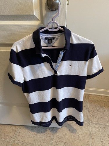Tommy Hilfiger Men’s Navy Blue & White Striped Polo Shirt Size XL