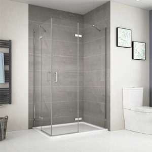 Frameless Hinged Shower Enclosure Door Corner Entry 6mm Glass