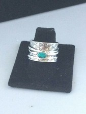 925 STERLING SILVER PLATED WIDE BAND TURQUOISE SPINNER R274 RING SIZE 9