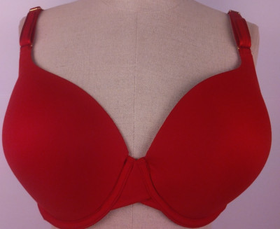 Joy Spun RN 52469 Red Nylon Underwired T Shirt Bra Size 36 DD.              (24)