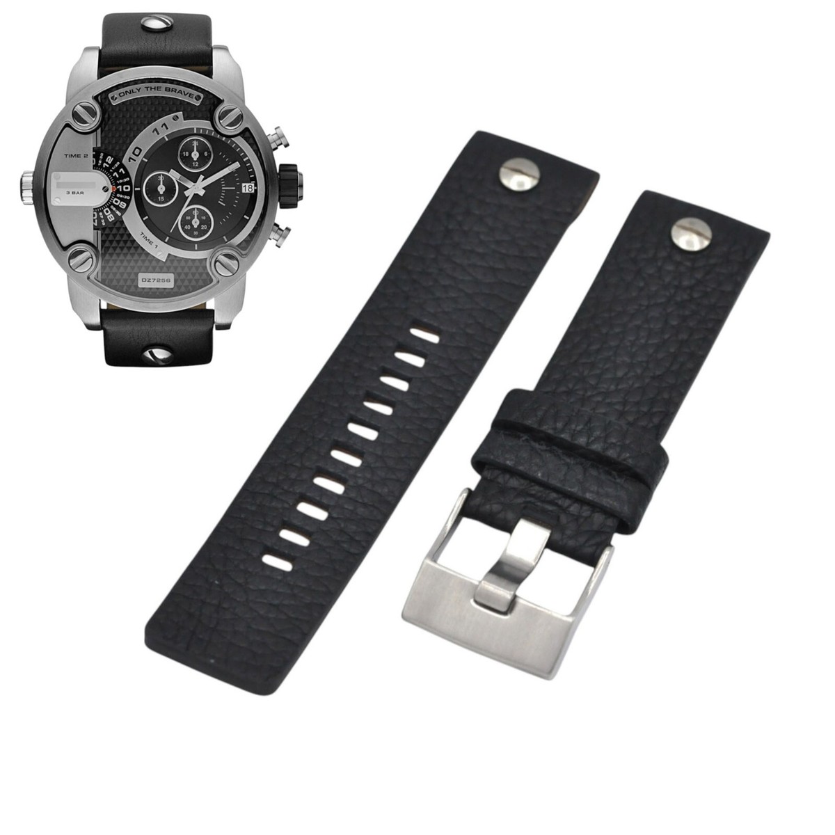 DZ7256 24mm Black Leather Watch Strap For Diesel | eBay