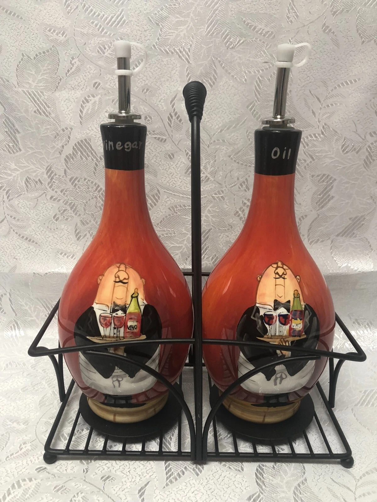 Dinner is Served Oil and Vinegar Set Tracy Flickinger By Certified International