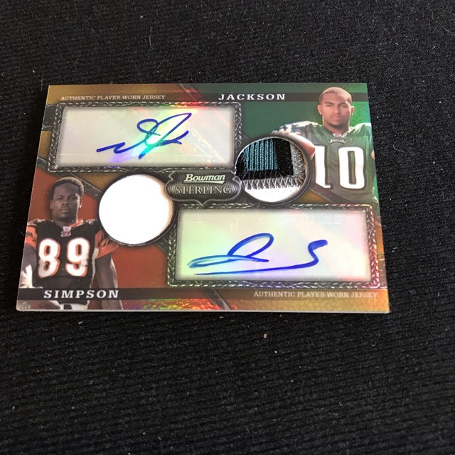 2008 Bowman Sterling Desean Jackson Jerome Simpson RC Jersey Patch Auto #02/75