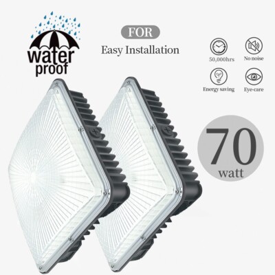 LED Canopy Light 2 Pack 70W Gas Station Carport Ceiling Lights [600W HID/HPS Eq.