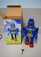 Smoking Spaceman Windup Tin Toy Blue New In Box