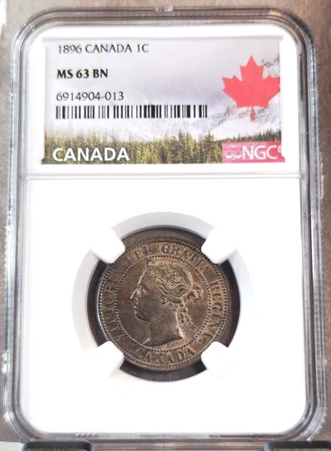 1896 CANADA 1 CENT QUEEN VICTORIA NGC MS 63 BN SCARCE BEAUTIFUL COIN