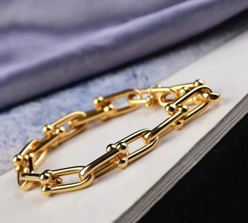 Italian 18K Solid Gold Horseshoe Link Chain Bracelet U-Shape Jewelry 7" - Picture 14 of 20