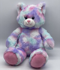 Build A Bear Plush Pastel Swirl Kitty Cat Stuffed Animal Pink Purple Blue 14"