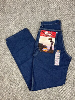 Vintage 90s Dickies Denim Jeans Adult Size 26x30 Blue Carpenter Utility Jean NWT