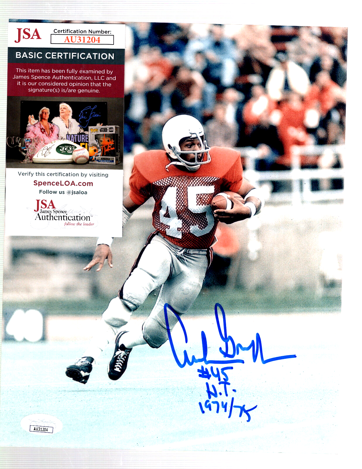 Archie Griffin Autographed Signed Ohio State Buckeyes HOF "#45 H.T. 1974/75" Auto 8x10 Photo Buckeyes JSA COA 