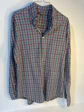 peter millar summer comfort shirt button up down medium m checked red blue white