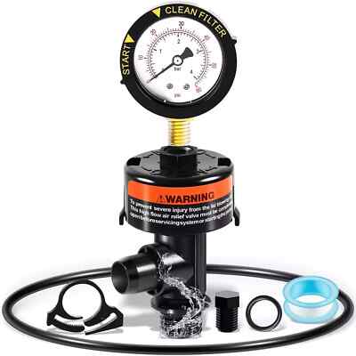 98209800 High Flow Manual Air Relief Valve with Gauge for Pentair Pool Filters