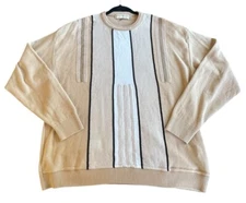 Vintage Norm Thompson Sweater Mens XXL  Beige Cosby Grandpa Canada 3D Textured