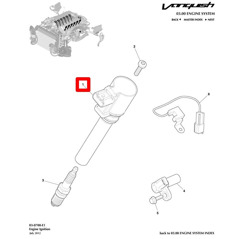 8G43-12A366-AA OEM Aston Martin Ignition Coil (fitment in description)
