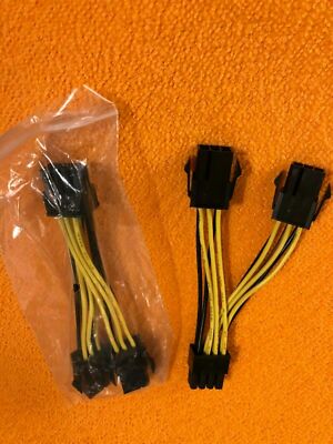 LOT 2X   Dual 6 Pin to 8 Pin PCIe Nvidia ATI GTX GPU Video Card Power Cable (5'')