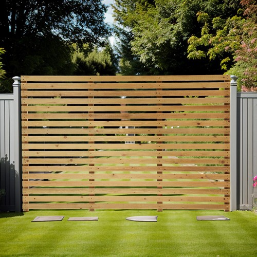 6ft Wide Heavy Duty Horizontal Slatted Wood Garden Fence Panels Pressure Treated - Picture 7 of 24