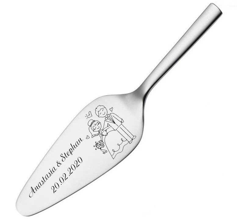 WMF Nuova Tortenheber + Messer im Set mit Gravur nach Wunsch Edelstahl Hochzeit - Bild 4 von 4