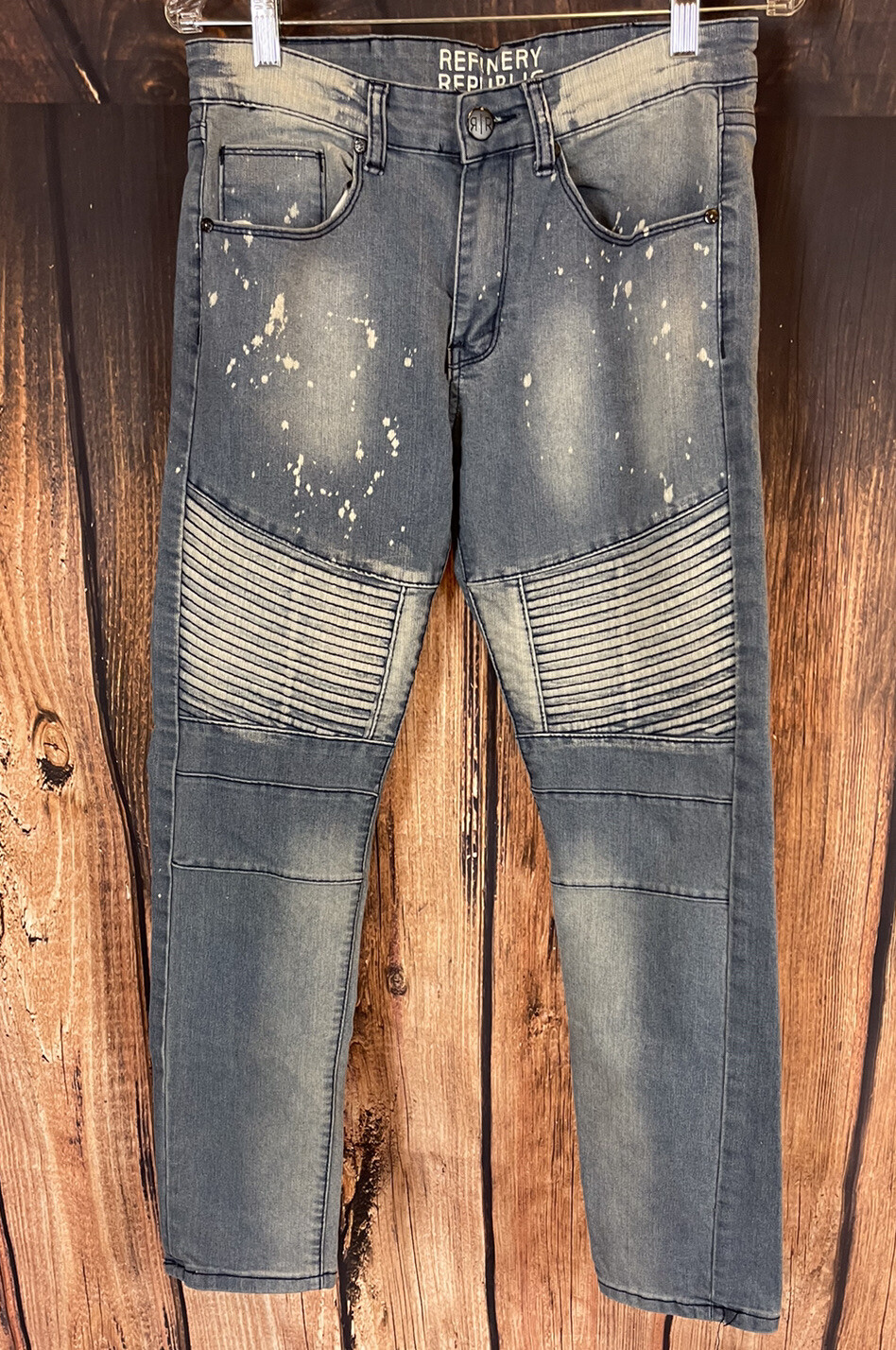 REFINERY REPUBLIC MENS DESTRESSED PAINT JEANS SIZE 30… Gem