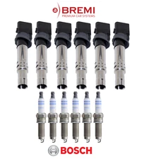 Ignition Coil & Spark Plug (6sets) OE Bosch Bremi for Porsche Cayenne Base