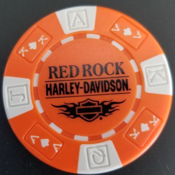Harley Davidson Poker Chip (Orange/White AKQJ) RED ROCK HD Las Vegas, Nevada eBay