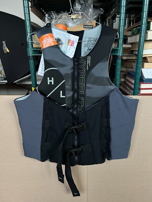 HyperLite Wake Co 2 Buckle Zipper Life Jacket Vest Multicolor Adult Size 2XL NWT