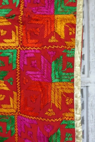 Mantel servilleta vintage indio phulkari tela bordada boda SKU15471 - Imagen 9 de 9