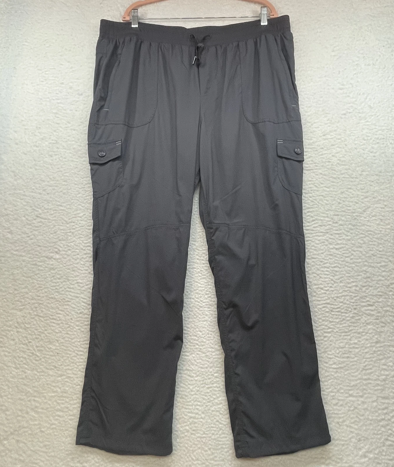 LL Bean Pants Mens 2XL Black Nylon Spandex Elastic Waist Cargo Outdoor Hiking