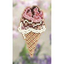 MILL HILL GLASS BEAD Ornament KIT Beaded Cross Stitch TRIPLE SCOOP Ice Cream