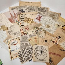 50 pieces of neutral color paper ephemera lot junk journal paper pack Q7