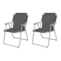 2Er Set Campingstuhl Klappstuhl Anglerstuhl Regiestuhl Faltstuhl Metall Grau