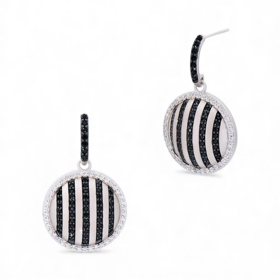 Серьги Freida Rothman из стерлингового серебра 925 пробы с родиевой промышленной отделкой зернистость Pavé - Изображение 3 из 4