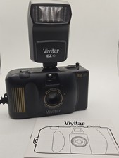 Vivitar EZ35 35mm Point Shoot Film Camera w/ EZ10 Flash Flash Works