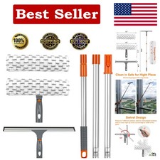 Stainless Steel 12" Squeegee with 53" Adjustable Pole - Ideal for Cars & Windows