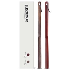 2 Pack Long Handle Wood Shoe Horn for Men 24in Wooden 1 Red Beech 1 Walnut