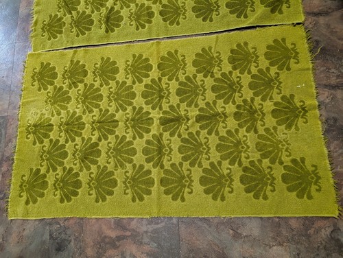 2 asciugamani da bagno vintage metà secolo scolpiti verde avocado conchiglie mare crest da campo - Foto 11 di 11