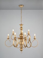 John Lewis Carlita XL Traditional Candle Ceiling Light Gold [Dust/Missing Items)