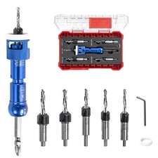 5 Pcs Countersink Drill Bit Set with Low Friction Depth Stop,Replaceable HSS ...