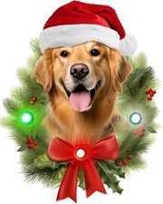 Spoontiques Golden Retriever Ornament - Wooden Decorations w LED Lights - 4"x5"