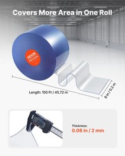 Clear PVC Strip Curtain, 150 ft Length x 8 in Width, Plastic Door Strip Bulk Ro