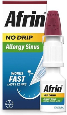 Afrin No Drip Allergy Sinus Nasal Spray - Fast and Powerful Nasal Decongestion F