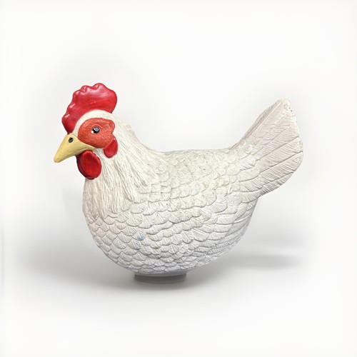 Ceramic Chicken Figurine Laying Hen Bisque Finish 6” Tall