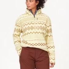 NEW Marmot Women's Heavyweight Drop Line 1/2 Zip Fleece Jacket Wheat Nordic S