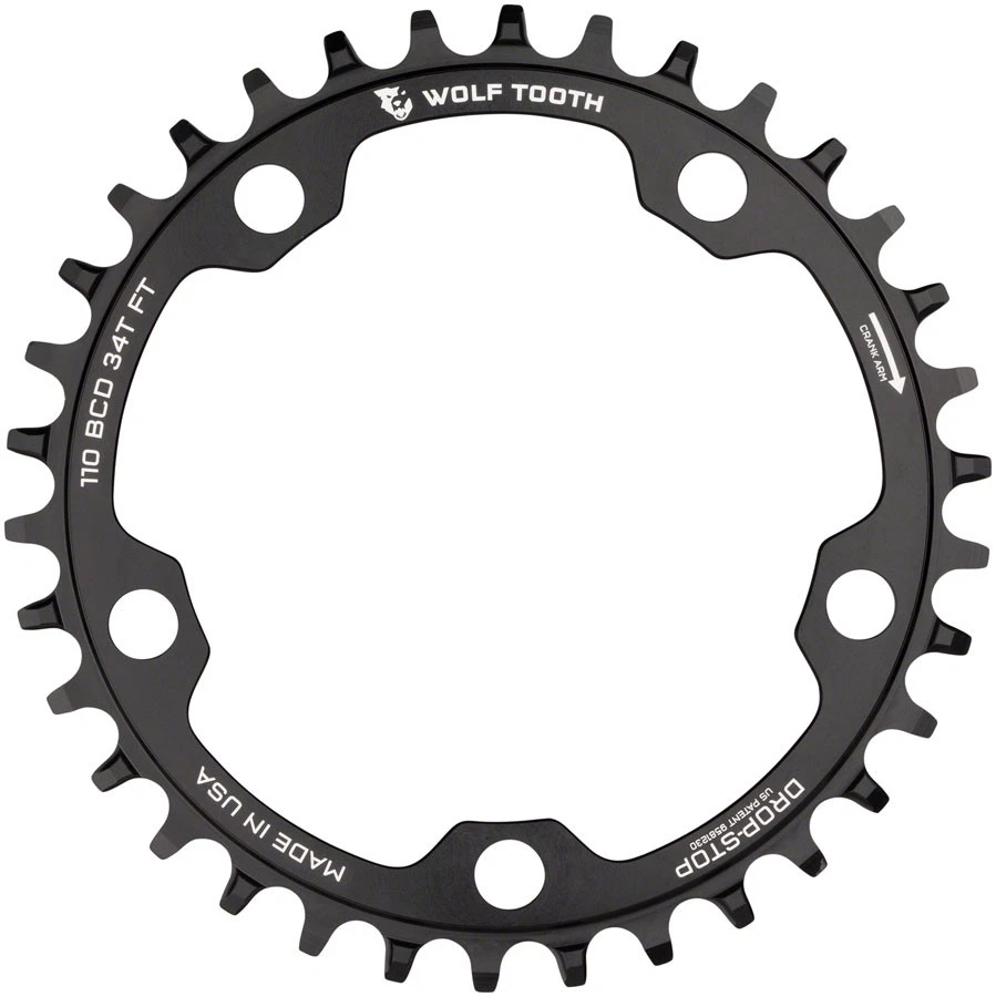 Wolf Tooth Chainring 34t 110 BCD 5-Bolt 10/11/12-Speed Alloy Cyclocross & Road - Image 2 of 2
