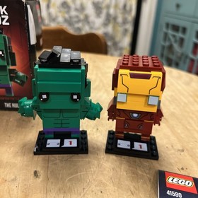 Lego Brick Headz 41590 Iron Man w/ Instruction Booklet & Hulk 41592 W/ Box