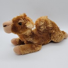 Aurora Camel Plush 13" One Hump Lays Down Soft Gold Tan Hard Eyes Stuffed Animal