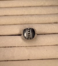 Vintage Boho Wide band sterling silver ring beaded design 925 size 7 Chunky 7.2g