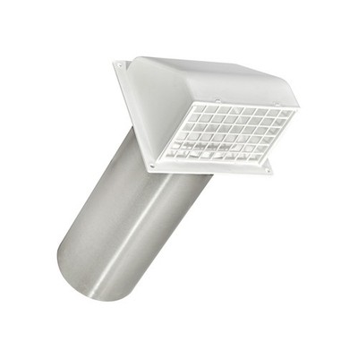 Lambro 224W-FF 4 in. Plastic Hood Dryer Vent - White - Damper - Removable Screen