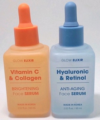 2 Pack Serum Duo Glow Elixir Vitamin C + Collagen & Hyaluronic Acid Anti-Aging