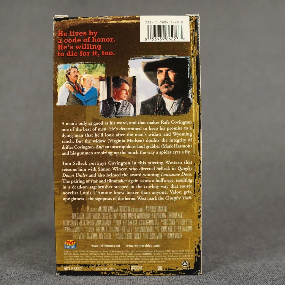 Crossfire Trail VHS Tom Selleck Louis L'Amour Western Movie TNT Original Warner - Image 4 of 4